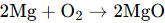 Magnesium combines with oxygen to form magnesium oxide